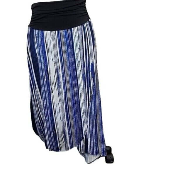 Alyx High-Low maxi skirt Blue Striped Ruched Waist Womens Large - Picture 1 of 6